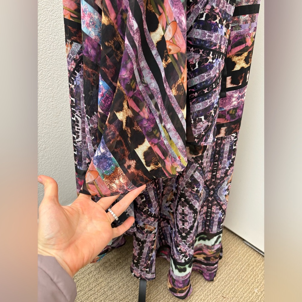 Marciano Guess chiffon maxi skirt mixed‎ print sz large L boho whimsigoth - Picture 11 of 16